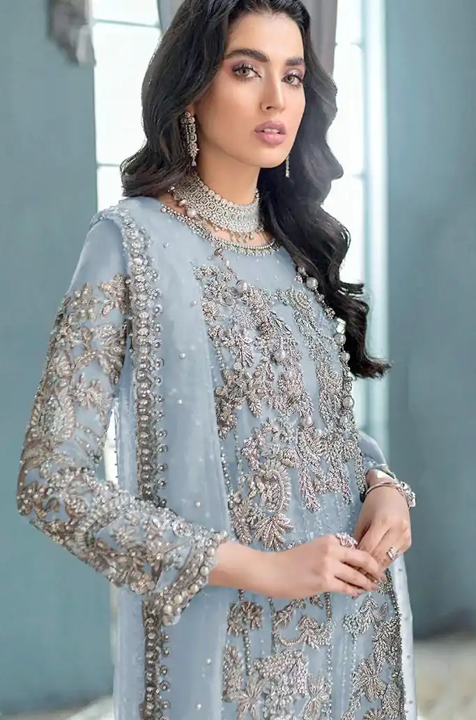FC MARIA 1032 Light Blue Color Organza Embroidery Sequence Salwar Suit Wedding, Party, Festive events, etc.  Expected Delivery  4-6 Working Days @2099/- | Casual Suits, Jump Suits, Salwar suit, Creative suits, Designer Suits, Palazzo Suits, Party Wear Suits, Patiala Suits, Straight Suits