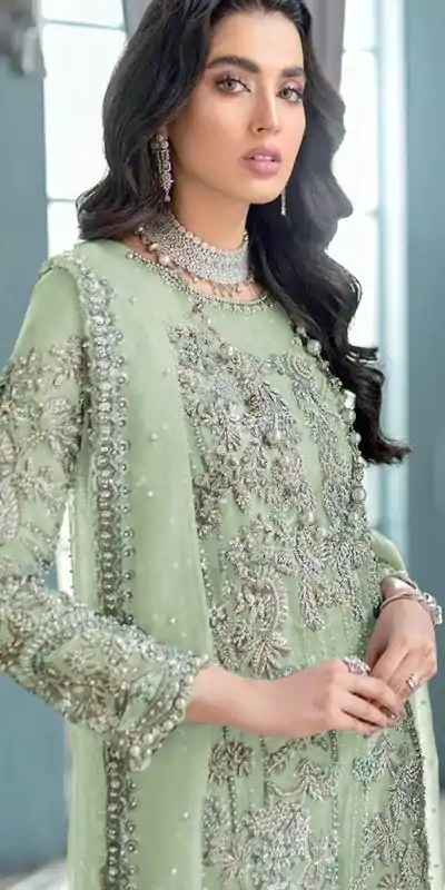 FC MARIA 1032 Light Green Color Organza Embroidery Sequence Salwar Suit Wedding, Party, Festive events, etc.  Expected Delivery  4-6 Working Days @2099/- | Casual Suits, Jump Suits, Salwar suit, Creative suits, Designer Suits, Palazzo Suits, Party Wear Suits, Patiala Suits, Straight Suits
