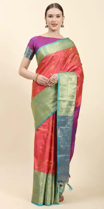 MB™️3251 Pink Color Soft Kanjivaram Pattu Self Jacquard Saree Casual, Wedding, Party, Festival, Events, Expected Delivery 4-6 Working Days @1699/- | Designer Sarees, Embroidered Sarees, Sarees, Bollywood Sarees, Creative Sarees, Ethnic Saree, Modern Digital sarees, Party Wear Sarees