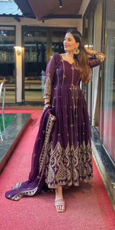 NF 1179 Purple Color Georgette Embroidery Sequence Salwar Suit Casual, Wedding, Party, Festive, Events . Expected Delivery 4-6 Working Days @2499 | Anarkali Suits, Bollywood Anarkali, Creative-Anarkali, Designer Anarkali, Embroidered Anarkali, Party Wear Anarkali