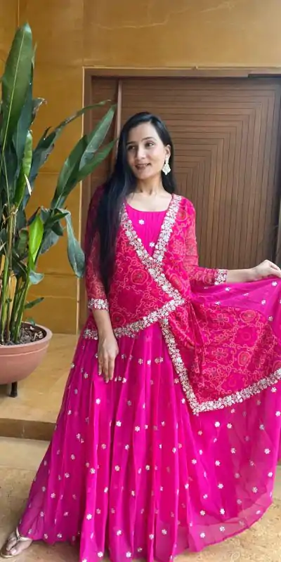  Ram 011 Rani Color Georgette Embroidery Attached Jacket Gown Casual, Wedding, Party, Festive, Events Etc. Expected Delivery 4-6 Working Days @2049/- | Gowns, Bollywood Gowns, Creative Gowns, Designer Gowns, Embroidered Gowns, Party Wear Gowns