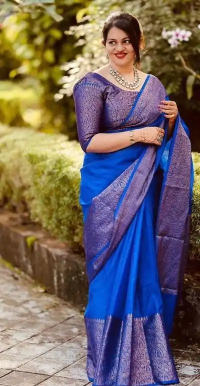KP 3042 Royal Blue Color Soft Lichi Silk Jacquard On All Over Saree Casual, Party Wear, Wedding, Events Etc. Expected Delivery 4-6 Working Days @1349/- | Designer Sarees, Embroidered Sarees, Sarees, Bollywood Sarees, Creative Sarees, Ethnic Saree, Modern Digital sarees, Party Wear Sarees