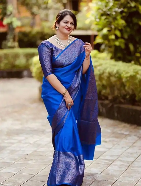 KP 3042 Royal Blue Color Soft Lichi Silk Jacquard On All Over Saree Casual, Party Wear, Wedding, Events Etc. Expected Delivery 4-6 Working Days @1349/- | Designer Sarees, Embroidered Sarees, Sarees, Bollywood Sarees, Creative Sarees, Ethnic Saree, Modern Digital sarees, Party Wear Sarees