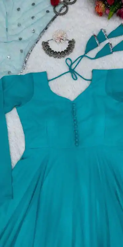 KD 1308 Blue Color Faux Georgette Plain Work Anarkali Suite Casual, Wedding, Party, Festive, Events Etc. Expected Delivery 4-6 Working Days @1799/- | Anarkali Suits, Creative-Anarkali, Designer Anarkali, Embroidered Anarkali, Party Wear Anarkali