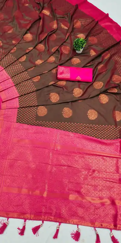 MB™️3281 Brown Color Soft Silk Copper Zari Design Saree Casual, Wedding, Party, Festival, Events, Expected Delivery 4-6 Working Days @2049/- | Designer Sarees, Embroidered Sarees, Sarees, Bollywood Sarees, Creative Sarees, Ethnic Saree, Modern Digital sarees, Party Wear Sarees