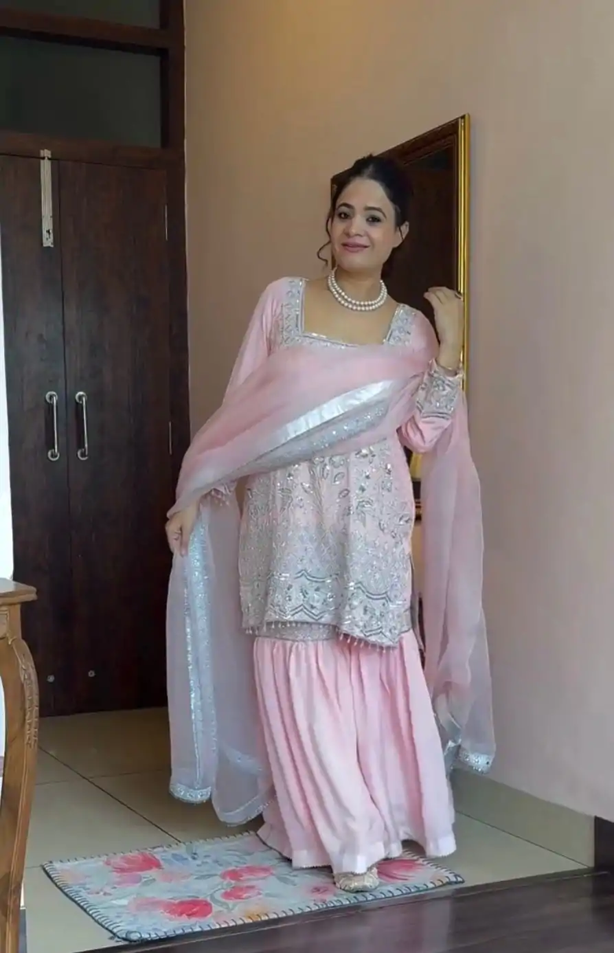 NF 1225 Light Pink Color Georgette Material Embroidery Salwar Suit Casual, Wedding, Party, Festive, Events . Expected Delivery  4-6 Working Days @2149 | Casual Suits, Salwar suit, Creative suits, Designer Suits, Palazzo Suits, Party Wear Suits, Patiala Suits, Straight Suits