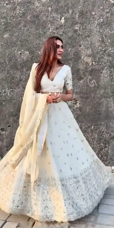SRK 5186 White Color Georgette Heavy Embroidery Lehenga Choli Casual, Party Wear, Events, Festivals Wear Expected Delivery 4-6 Working Days @2149/- | Lehenga, Bollywood Lehenga, Creative Lehenga, Designer Lehenga, Embroidered Lehenga, Party Wear Lehenga