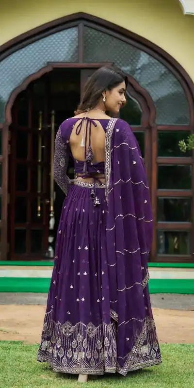Ram 023 Violet Color Sequence Georgette Embroidery Lehenga Choli Casual, Wedding, Festive, Events Expected Delivery 4-6 Working Days @3049/- | Lehenga, Bollywood Lehenga, Creative Lehenga, Designer Lehenga, Embroidered Lehenga, Party Wear Lehenga
