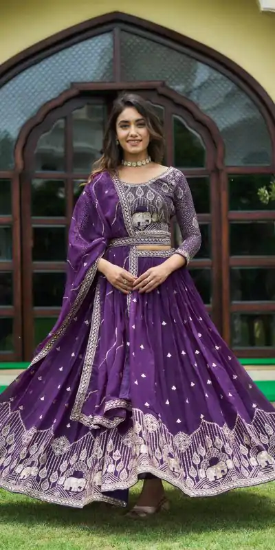 Ram 023 Violet Color Sequence Georgette Embroidery Lehenga Choli Casual, Wedding, Festive, Events Expected Delivery 4-6 Working Days @3049/- | Lehenga, Bollywood Lehenga, Creative Lehenga, Designer Lehenga, Embroidered Lehenga, Party Wear Lehenga