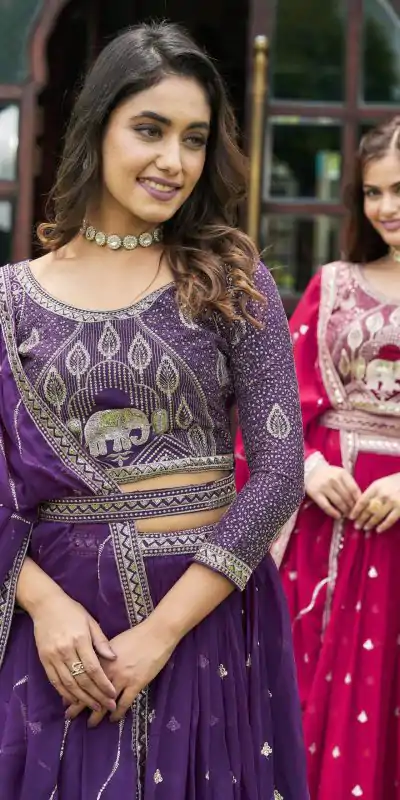 Ram 023 Violet Color Sequence Georgette Embroidery Lehenga Choli Casual, Wedding, Festive, Events Expected Delivery 4-6 Working Days @3049/- | Lehenga, Bollywood Lehenga, Creative Lehenga, Designer Lehenga, Embroidered Lehenga, Party Wear Lehenga