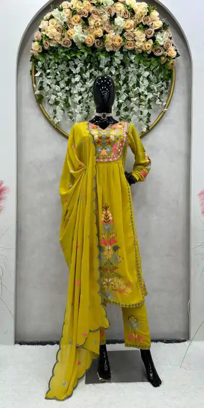 RTC 5541 Yellow Color Georgette Embroidery Real Mirror Salwar Suit Wedding, Party, Festive, Events Etc. Expected Delivery 4-6 Working Days @1599/- | Casual Suits, Jump Suits, Salwar suit, Creative suits, Designer Suits, Palazzo Suits, Party Wear Suits, Patiala Suits, Straight Suits