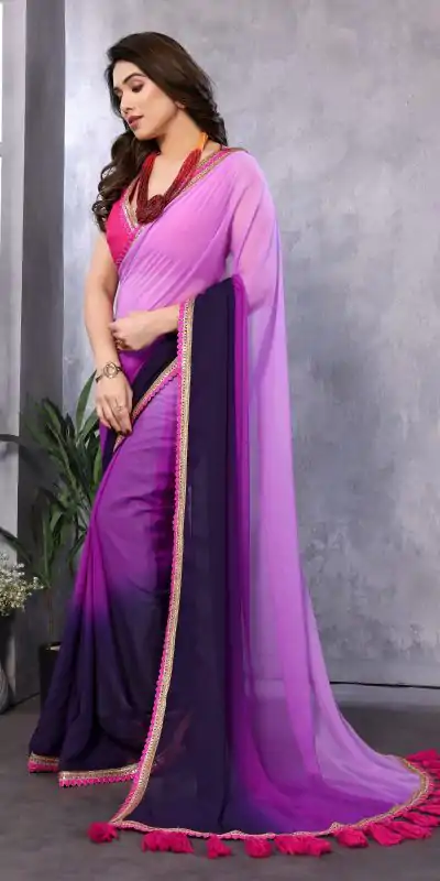 Jr Pop Purple : Faux Peding Georgette Party, Wedding, Festive, Events Etc. 4-6 Working Days @1549/- Only | Designer Sarees, Embroidered Sarees, Sarees, Bollywood Sarees, Creative Sarees, Ethnic Saree, Modern Digital sarees, Party Wear Sarees