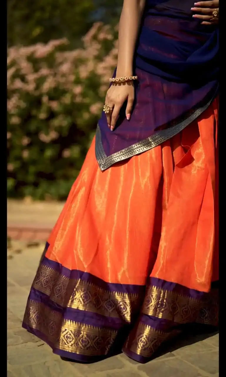 LNB 2001 Orange Color Peaceful Kanchipuram Zari Weaving Lehenga Choli Wedding, Festive, Events Expected Delivery 4-6 Working Days@2199/- Only | Lehenga, Bollywood Lehenga, Creative Lehenga, Designer Lehenga, Embroidered Lehenga, Party Wear Lehenga
