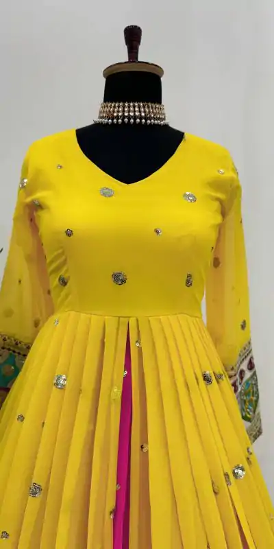 RTC 6453 Yellow Color Georgette Thread Sequence Lehenga Choli Wedding, Party, Festive, Events Etc. Expected Delivery 4-6 Working Days @2649/- | Lehenga, Bollywood Lehenga, Creative Lehenga, Designer Lehenga, Embroidered Lehenga, Party Wear Lehenga