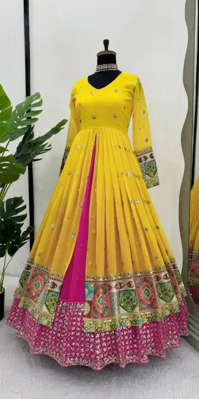 RTC 6453 Yellow Color Georgette Thread Sequence Lehenga Choli Wedding, Party, Festive, Events Etc. Expected Delivery 4-6 Working Days @2649/- | Lehenga, Bollywood Lehenga, Creative Lehenga, Designer Lehenga, Embroidered Lehenga, Party Wear Lehenga