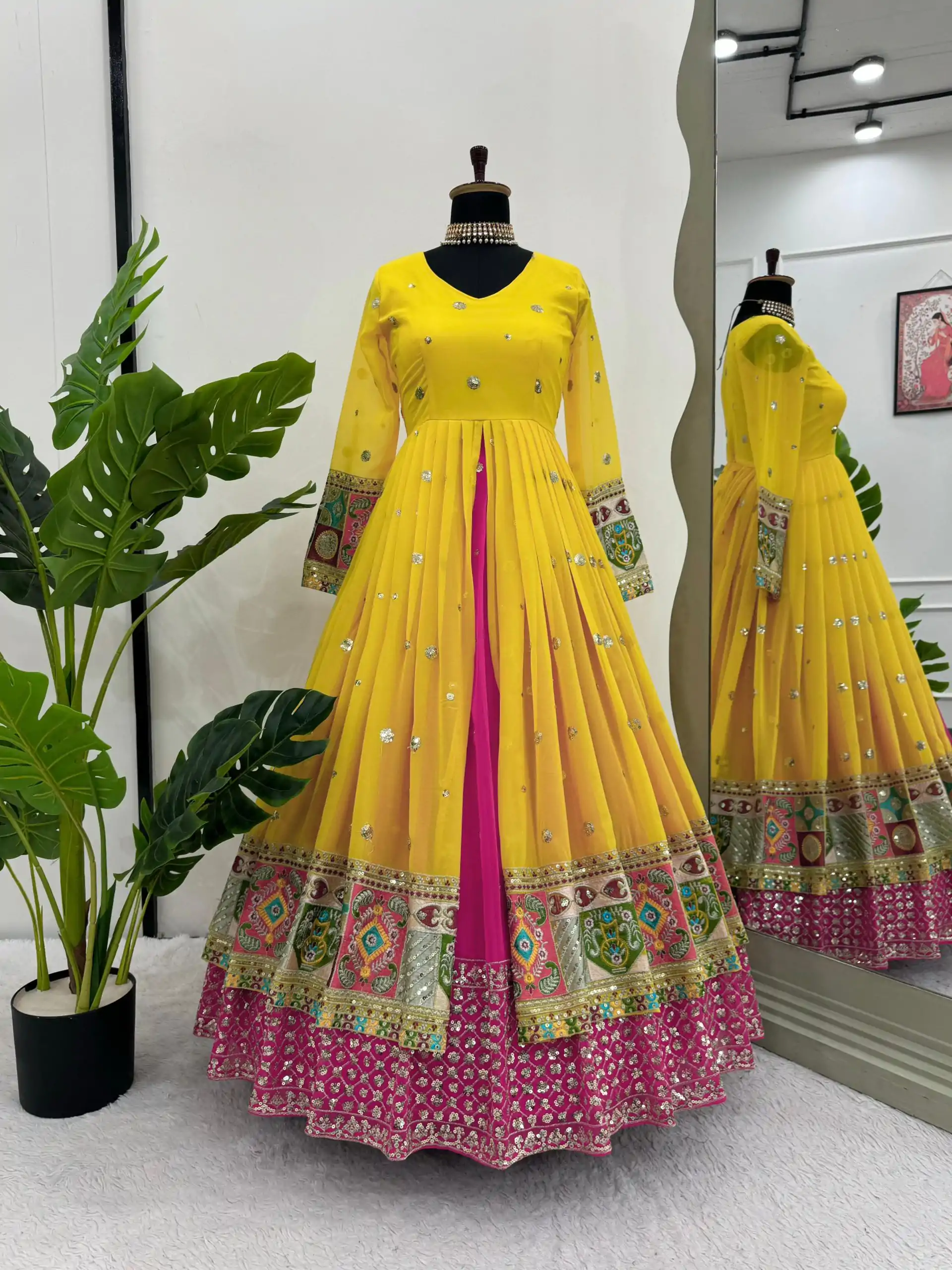RTC 6453 Yellow Color Georgette Thread Sequence Lehenga Choli Wedding, Party, Festive, Events Etc. Expected Delivery 4-6 Working Days @2649/- | Lehenga, Bollywood Lehenga, Creative Lehenga, Designer Lehenga, Embroidered Lehenga, Party Wear Lehenga