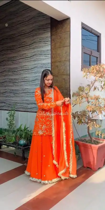 RTC 6462 Orange Color Pretty Georgette Thread Fancy Lace Lehenga Choli Wedding, Party, Festive, Events Etc.   Expected Delivery 4-6 Working Days @2099/- | Lehenga, Bollywood Lehenga, Creative Lehenga, Designer Lehenga, Embroidered Lehenga, Party Wear Lehenga