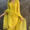 Pretty Yellow Color Maslin Thread With Fancy Border Salwar Suit