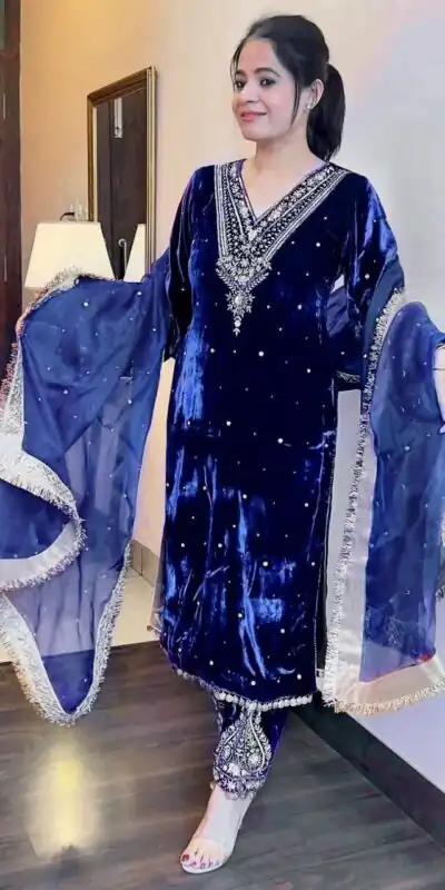 RTC 5630 Blue Color Softy Viscos Velvet Thread Rivet Moti Salwar Suit Casual, Wedding, Party, Festive, Events. Expected Delivery 4-6 Working Days @2099/- | Jump Suits, Tops & Bottoms, Track Suits, Salwar suit, Casual Suits, Creative suits, Designer Suits, Palazzo Suits, Party Wear Suits, Patiala Suits, Straight Suits, Trendy Wear