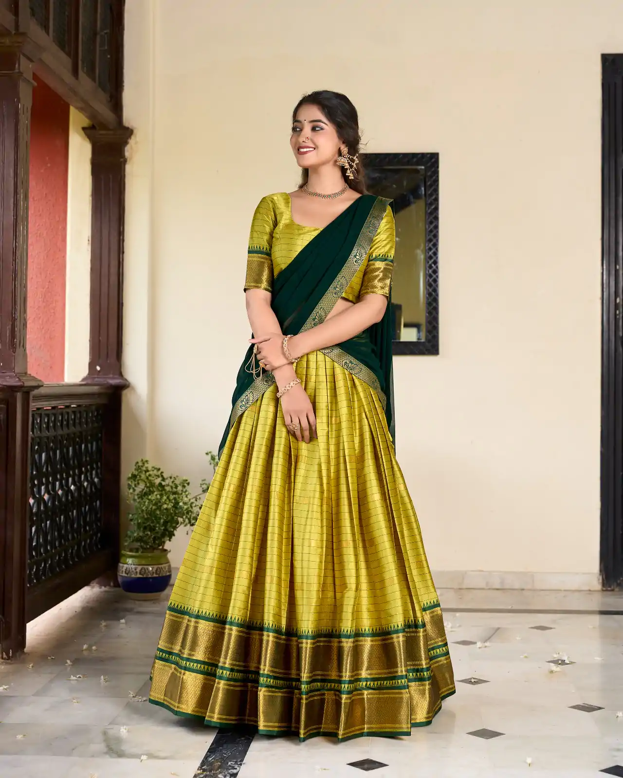 LNB 2050 Parrot Green Color Graceful Cotton Silk Weaving Paithani Concept Lehenga Choli Wedding, Festive, Events Expected Delivery 4-6 Working Days@2049/- | Lehenga, Bollywood Lehenga, Creative Lehenga, Designer Lehenga, Embroidered Lehenga, Party Wear Lehenga