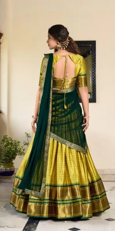LNB 2050 Parrot Green Color Graceful Cotton Silk Weaving Paithani Concept Lehenga Choli Wedding, Festive, Events Expected Delivery 4-6 Working Days@2049/- | Lehenga, Bollywood Lehenga, Creative Lehenga, Designer Lehenga, Embroidered Lehenga, Party Wear Lehenga