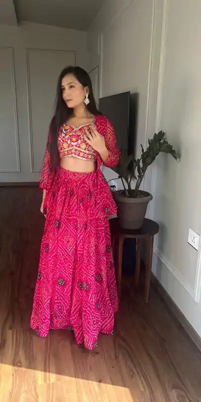  Ram 053 Pink Pure Bandhrej Heavy Embroidery Sequence Lehenga Choli Wedding, Party, Festive, Events Etc.4-6 Working Days@ 2499/-only | Lehenga, Bollywood Lehenga, Creative Lehenga, Designer Lehenga, Embroidered Lehenga, Party Wear Lehenga