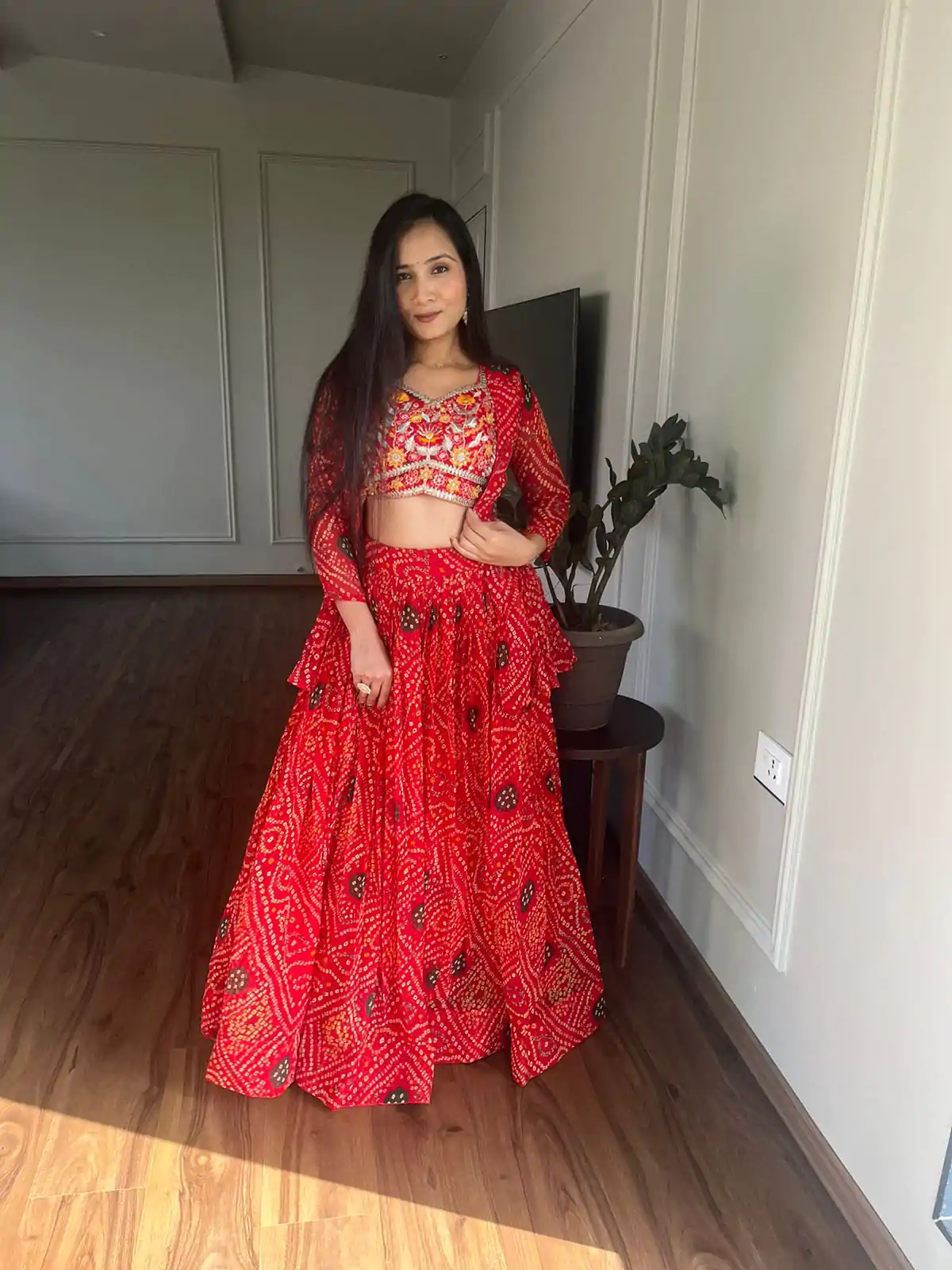  Ram 053 Red Pure Bandhrej Heavy Embroidery Sequence Lehenga Choli Wedding, Party, Festive, Events Etc.4-6 Working Days@ 2499/-only | Lehenga, Bollywood Lehenga, Creative Lehenga, Designer Lehenga, Embroidered Lehenga, Party Wear Lehenga