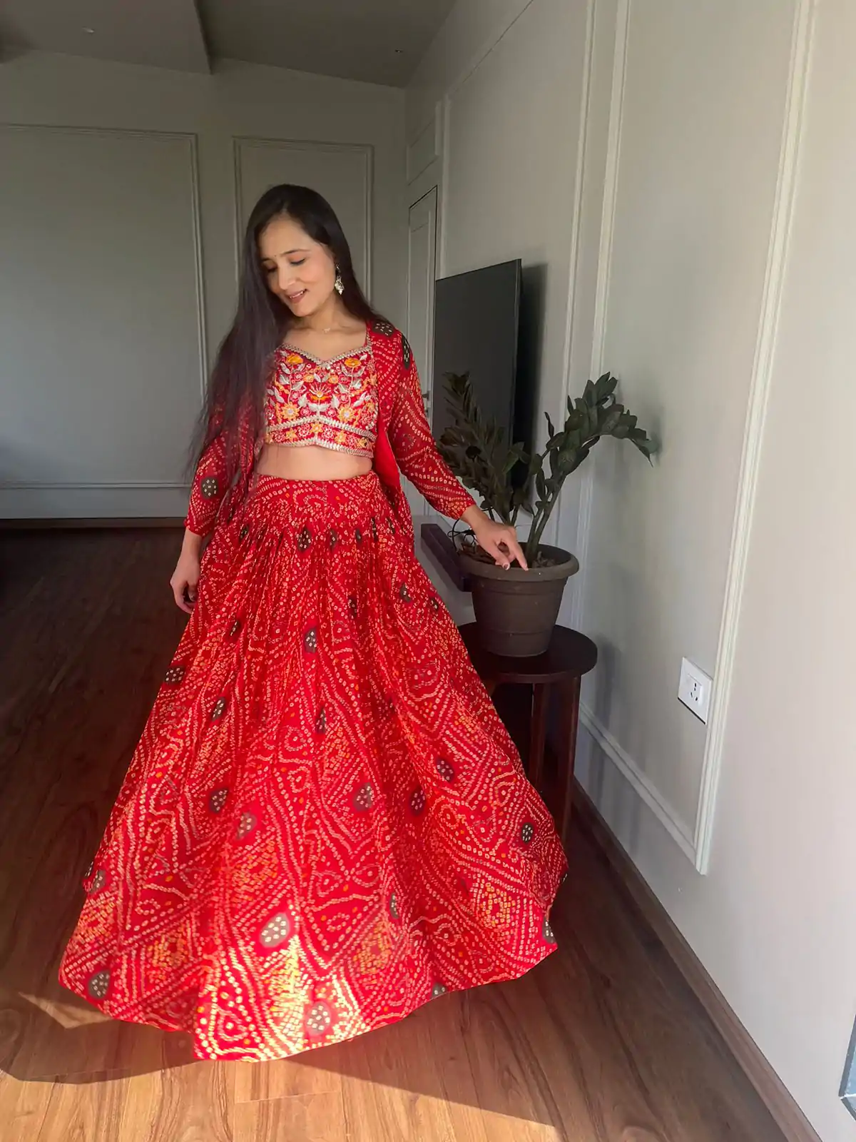  Ram 053 Red Pure Bandhrej Heavy Embroidery Sequence Lehenga Choli Wedding, Party, Festive, Events Etc.4-6 Working Days@ 2499/-only | Lehenga, Bollywood Lehenga, Creative Lehenga, Designer Lehenga, Embroidered Lehenga, Party Wear Lehenga