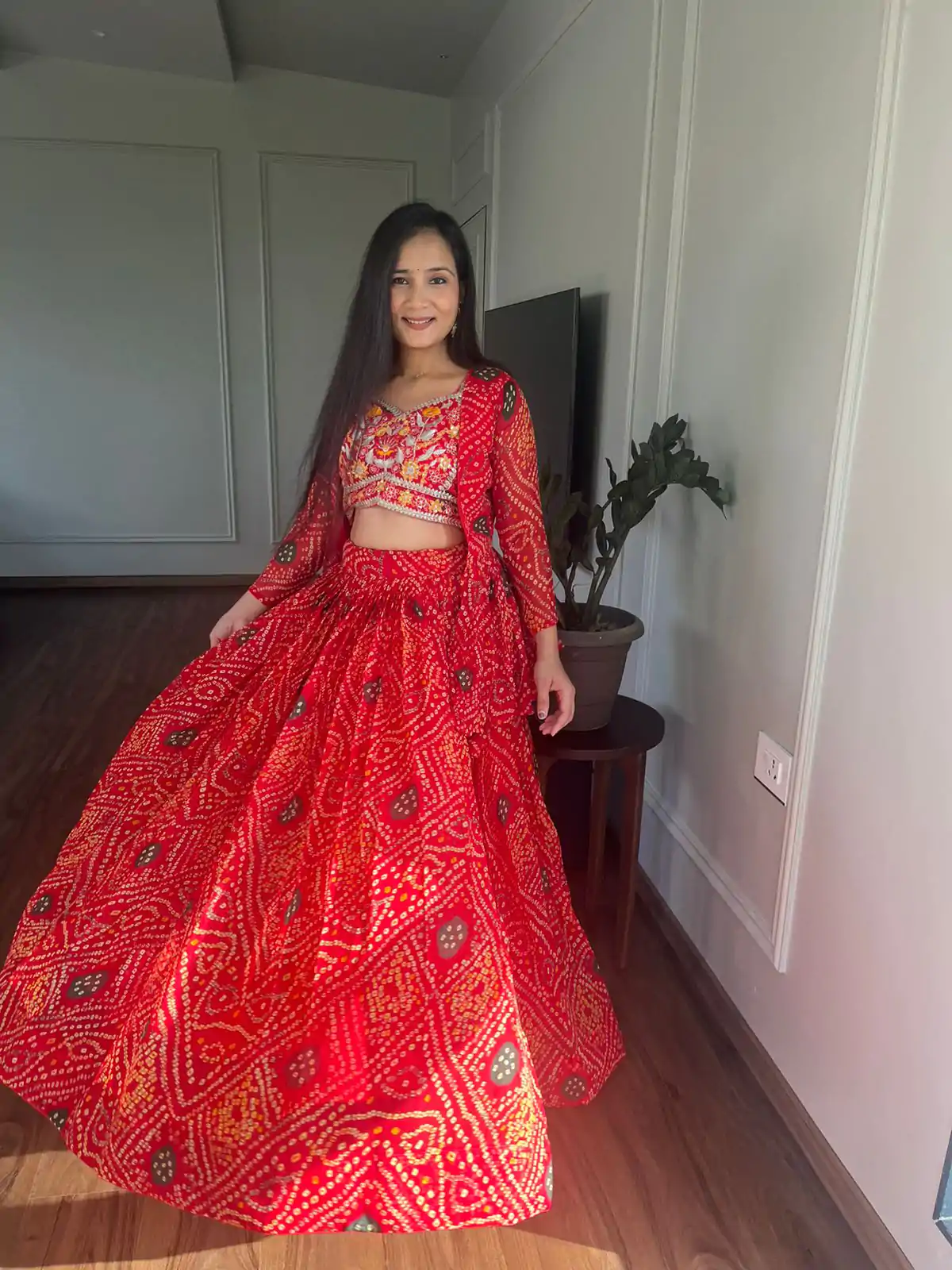  Ram 053 Red Pure Bandhrej Heavy Embroidery Sequence Lehenga Choli Wedding, Party, Festive, Events Etc.4-6 Working Days@ 2499/-only | Lehenga, Bollywood Lehenga, Creative Lehenga, Designer Lehenga, Embroidered Lehenga, Party Wear Lehenga