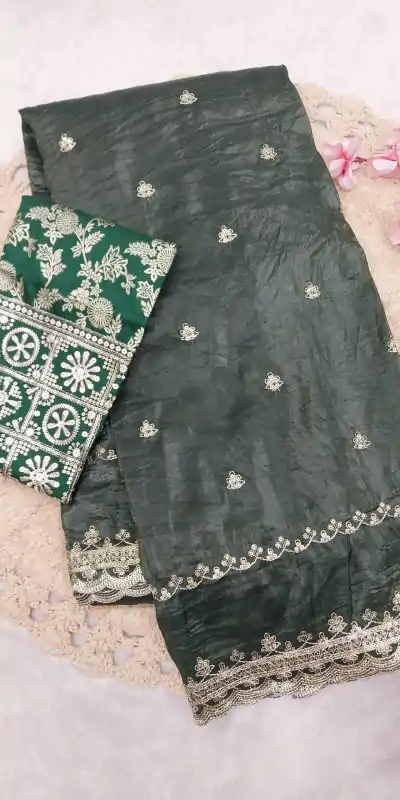 SSS 403 Green Color Georgette Work Embroidery Work Saree Casual, Party Wear, Wedding, Events Etc.4-6 Working Days@ 2499/- only | Designer Sarees, Embroidered Sarees, Sarees, Bollywood Sarees, Creative Sarees, Ethnic Saree, Modern Digital sarees, Party Wear Sarees