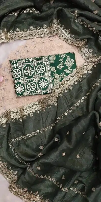 SSS 403 Green Color Georgette Work Embroidery Work Saree Casual, Party Wear, Wedding, Events Etc.4-6 Working Days@ 2499/- only | Designer Sarees, Embroidered Sarees, Sarees, Bollywood Sarees, Creative Sarees, Ethnic Saree, Modern Digital sarees, Party Wear Sarees