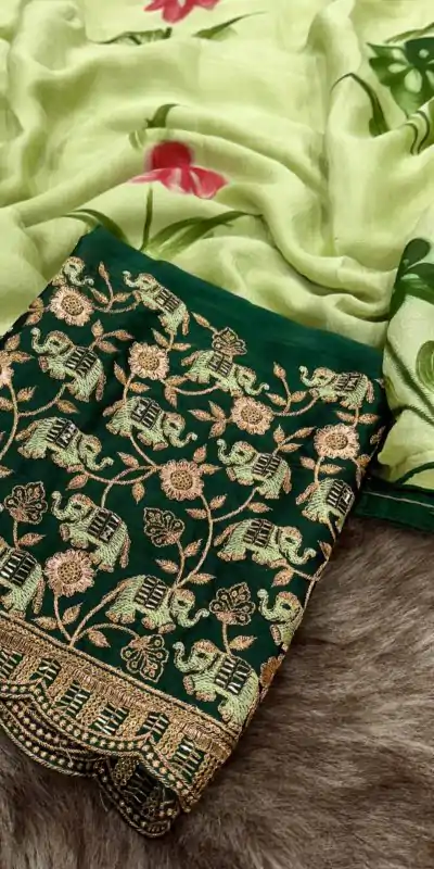 SSS 590 Green Color Georgette Embroidery Sequence work Sequence lace Casual, Wedding, Festive, Events . Expected Delivery  4-6 Working Days @1699/- only | Designer Sarees, Embroidered Sarees, Sarees, Bollywood Sarees, Creative Sarees, Ethnic Saree, Modern Digital sarees, Party Wear Sarees