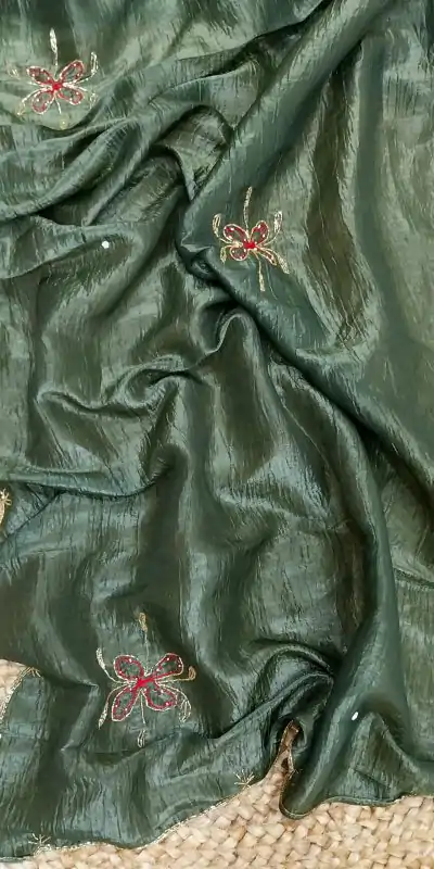 SSS 533 Green Color fabric having handwork With Work Saree Casual, Party Wear, Wedding, Events Etc.4-6 Working Days@ 2150/- only | Designer Sarees, Embroidered Sarees, Sarees, Bollywood Sarees, Creative Sarees, Ethnic Saree, Modern Digital sarees, Party Wear Sarees