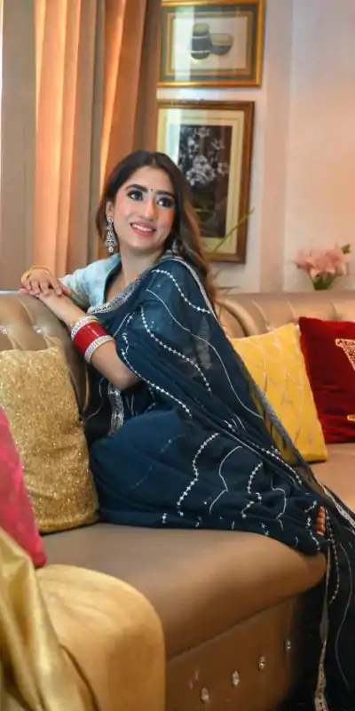 SSS Navy Blue Georgette Work Georgette With Embroidery Work Saree Casual, Party Wear, Wedding, Events Etc.4-6 Working Days@ 2199/- only | Designer Sarees, Embroidered Sarees, Sarees, Bollywood Sarees, Creative Sarees, Ethnic Saree, Modern Digital sarees, Party Wear Sarees