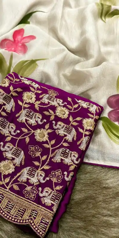 SSS 590 Cream Color Georgette Embroidery Sequence work Sequence lace Casual, Wedding, Festive, Events . Expected Delivery  4-6 Working Days @1699/- only | Designer Sarees, Embroidered Sarees, Sarees, Bollywood Sarees, Creative Sarees, Ethnic Saree, Modern Digital sarees, Party Wear Sarees