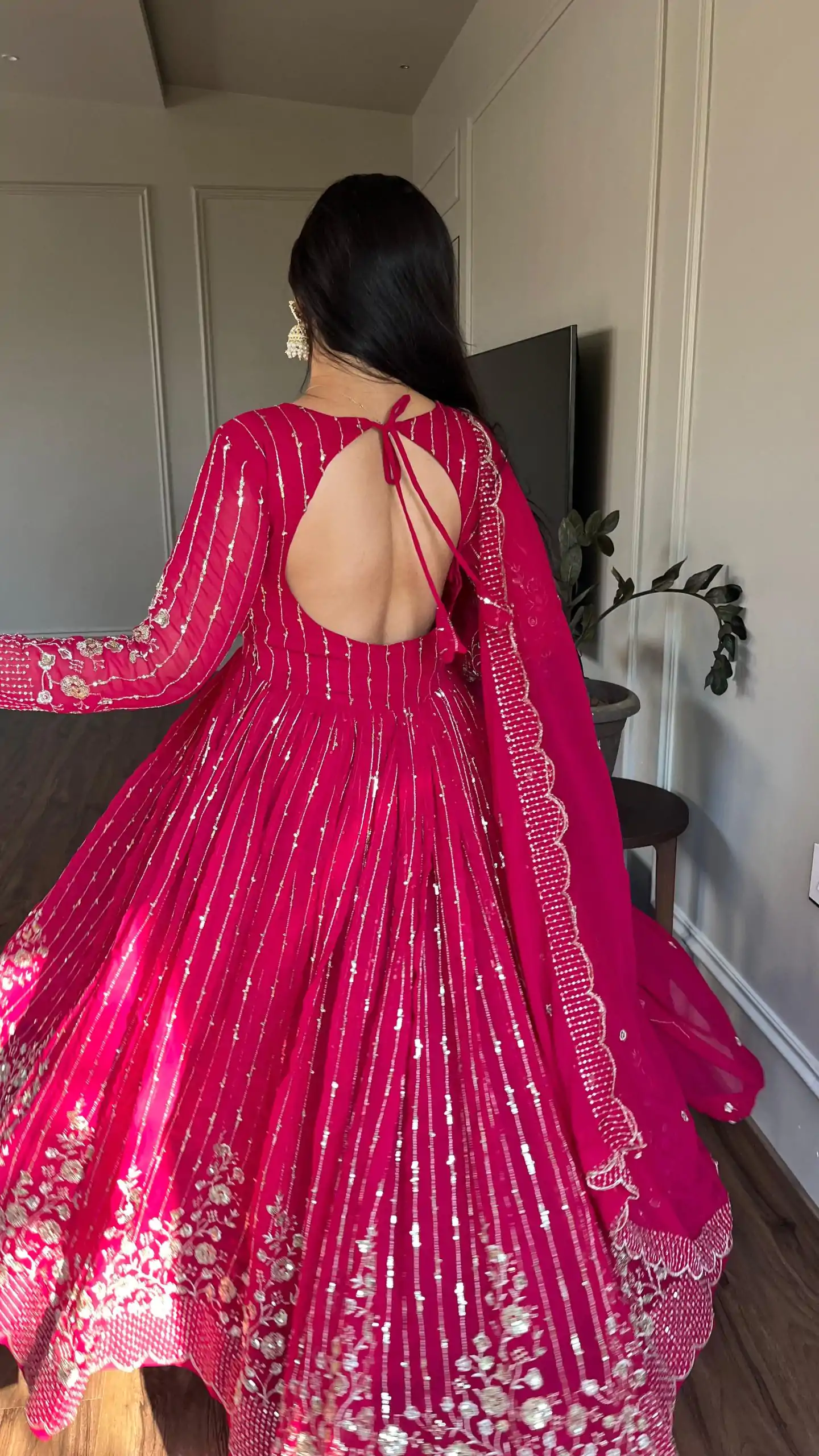 Ram 065 Pink Fox Georgette sequence Embroidery Work With Gown Wedding, Party, Festive, Events Etc.4-6 Working Days@ 2149/-only | Gowns, Bollywood Gowns, Creative Gowns, Designer Gowns, Embroidered Gowns, Party Wear Gowns