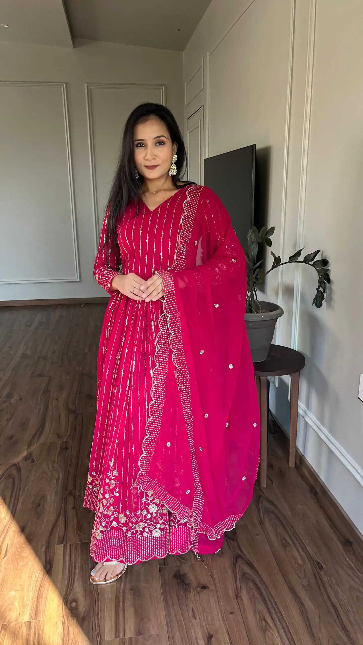 Ram 065 Pink Fox Georgette sequence Embroidery Work With Gown Wedding, Party, Festive, Events Etc.4-6 Working Days@ 2149/-only | Gowns, Bollywood Gowns, Creative Gowns, Designer Gowns, Embroidered Gowns, Party Wear Gowns