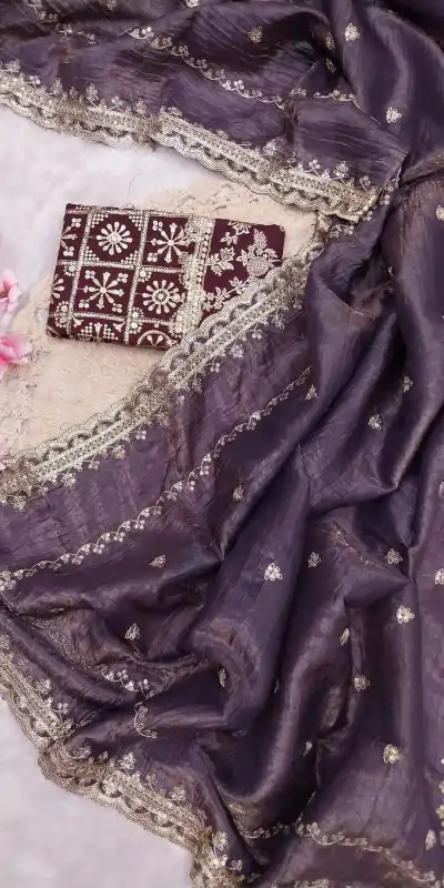 SSS 403 Purple Color Georgette Work Embroidery Work Saree Casual, Party Wear, Wedding, Events Etc.4-6 Working Days@ 2499/- only | Designer Sarees, Embroidered Sarees, Sarees, Bollywood Sarees, Creative Sarees, Ethnic Saree, Modern Digital sarees, Party Wear Sarees
