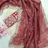 References Red Color Georgette With Embroidery Work Saree