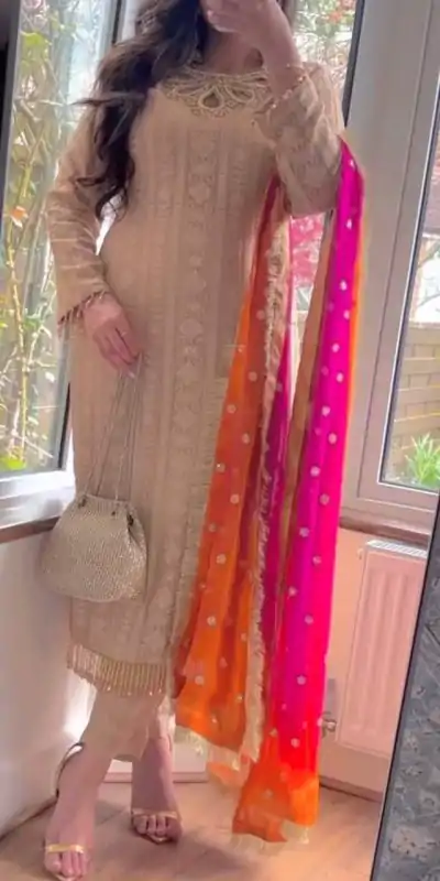 LG 1837Cream Faux Georgette Sequence Embroidery With Sharara Suit Wedding, Party, Festive, Events Etc.4-6 Working Days@2549/-only | Casual Suits, Jump Suits, Salwar suit, Creative suits, Designer Suits, Palazzo Suits, Party Wear Suits, Patiala Suits, Straight Suits