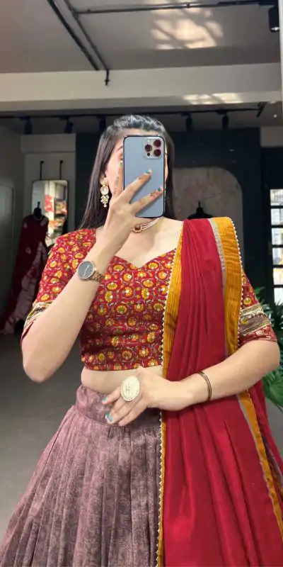 LNB 1209 Red Color Tussar Silk Kashmiri Print With Foil Print Lehenga Choli Wedding, Party, Festive, Events Etc. Delivery 4-6 Working Days Rs 2599 | Lehenga, Bollywood Lehenga, Creative Lehenga, Designer Lehenga, Embroidered Lehenga, Party Wear Lehenga