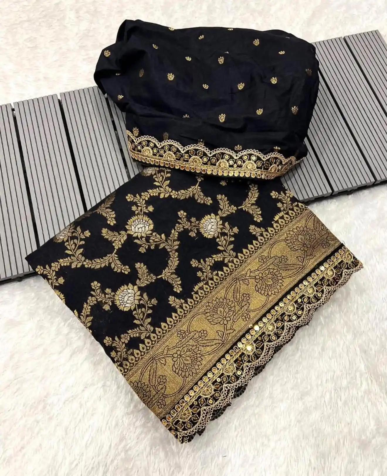MS 469 Black color Jacquard Weaving With Embroidery Cording Lace Saree Casual, Wedding, Festive, Events . Expected Delivery  4-6 Working Days @1649/- only                                                                                                                                                                    | Designer Sarees, Embroidered Sarees, Sarees, Bollywood Sarees, Creative Sarees, Ethnic Saree, Modern Digital sarees, Party Wear Sarees