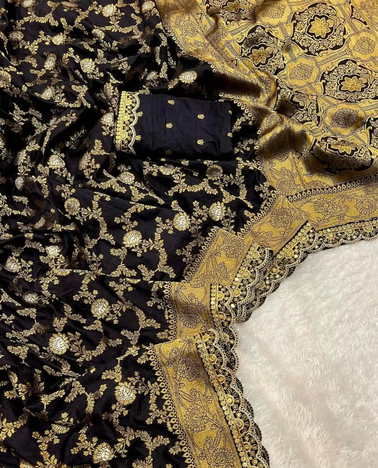 MS 469 Black color Jacquard Weaving With Embroidery Cording Lace Saree Casual, Wedding, Festive, Events . Expected Delivery  4-6 Working Days @1649/- only                                                                                                                                                                    | Designer Sarees, Embroidered Sarees, Sarees, Bollywood Sarees, Creative Sarees, Ethnic Saree, Modern Digital sarees, Party Wear Sarees