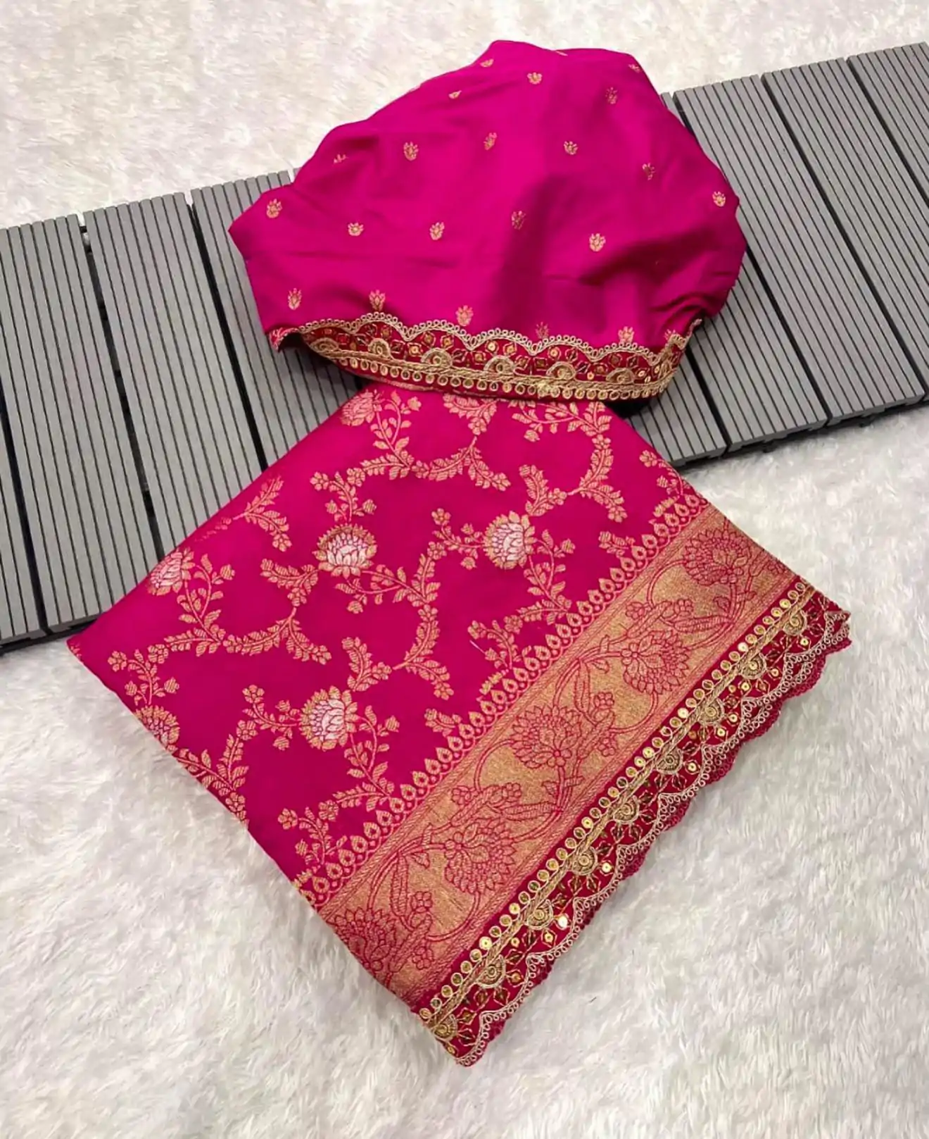 MS 469 Pink color Jacquard Weaving With Embroidery Cording Lace Saree Casual, Wedding, Festive, Events . Expected Delivery  4-6 Working Days @1649/- only                                                                                                                                                                    | Designer Sarees, Embroidered Sarees, Sarees, Bollywood Sarees, Creative Sarees, Ethnic Saree, Modern Digital sarees, Party Wear Sarees