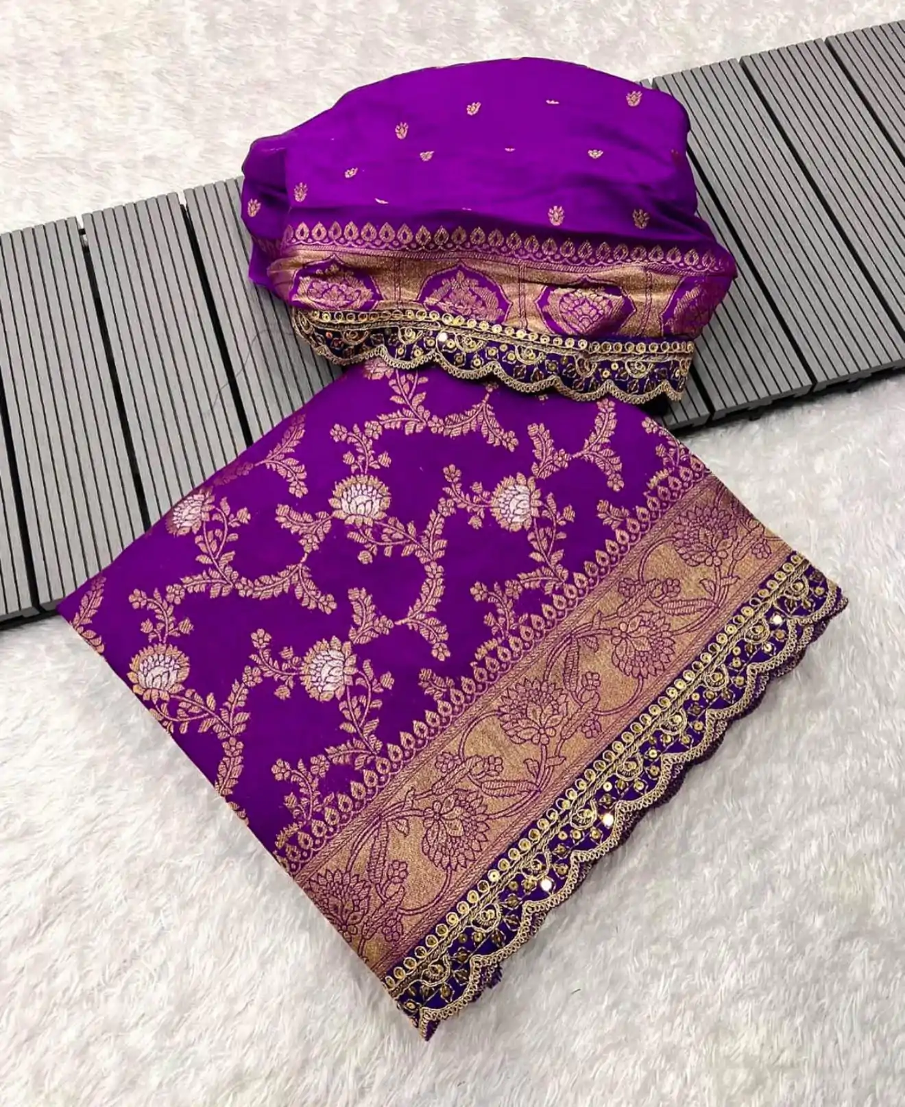 MS 469 Purple color Jacquard Weaving With Embroidery Cording Lace Saree Casual, Wedding, Festive, Events . Expected Delivery  4-6 Working Days @1649/- only                                                                                                                                                                    | Designer Sarees, Embroidered Sarees, Sarees, Bollywood Sarees, Creative Sarees, Ethnic Saree, Modern Digital sarees, Party Wear Sarees