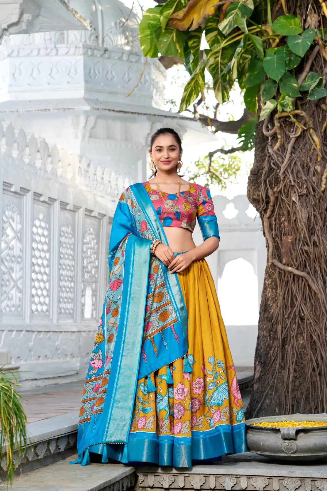 LNB 1234 Sky Blue Color Dola Silk Kalamkari Print Zari Border Lehenga Choli  Wedding, Party, Festive, Events Etc. Delivery 4-6 Working Days Rs 2149 | Lehenga, Bollywood Lehenga, Creative Lehenga, Designer Lehenga, Embroidered Lehenga, Party Wear Lehenga