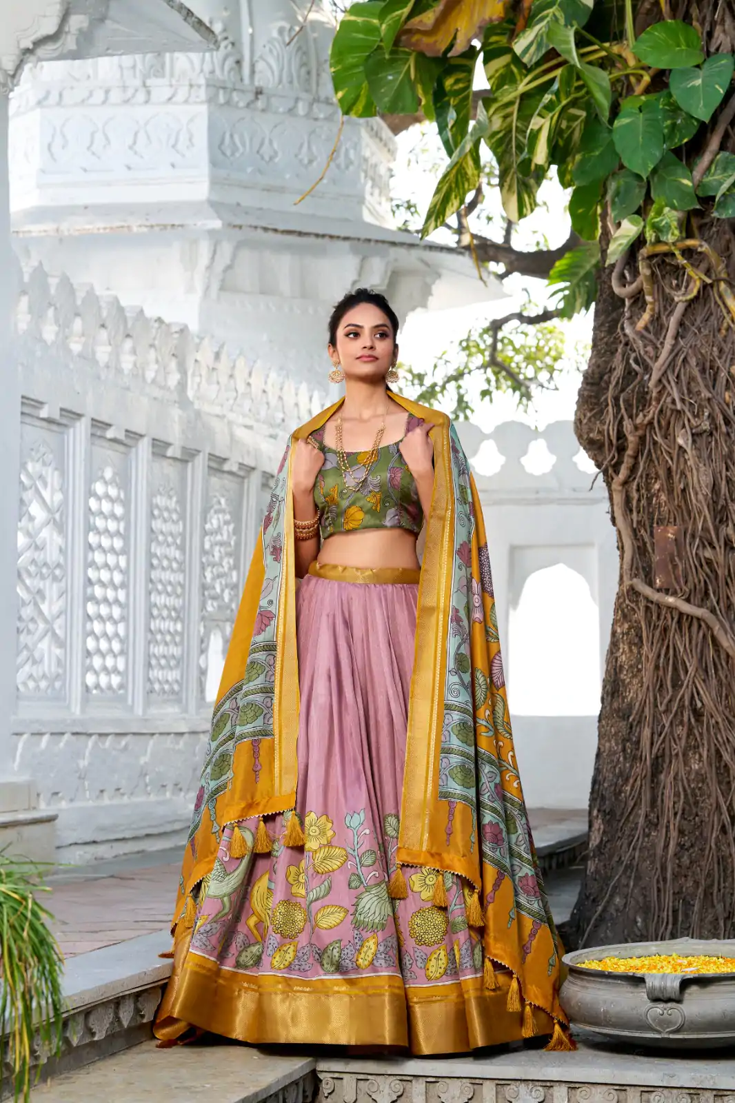 LNB 1234 Yellow Color Dola Silk Kalamkari Print Zari Border Lehenga Choli  Wedding, Party, Festive, Events Etc. Delivery 4-6 Working Days Rs 2149 | Lehenga, Bollywood Lehenga, Creative Lehenga, Designer Lehenga, Embroidered Lehenga, Party Wear Lehenga