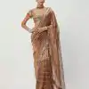 Awesome Mustard Yellow Color Jimmy Chu Embroidery Lace Border Sequins Work Saree