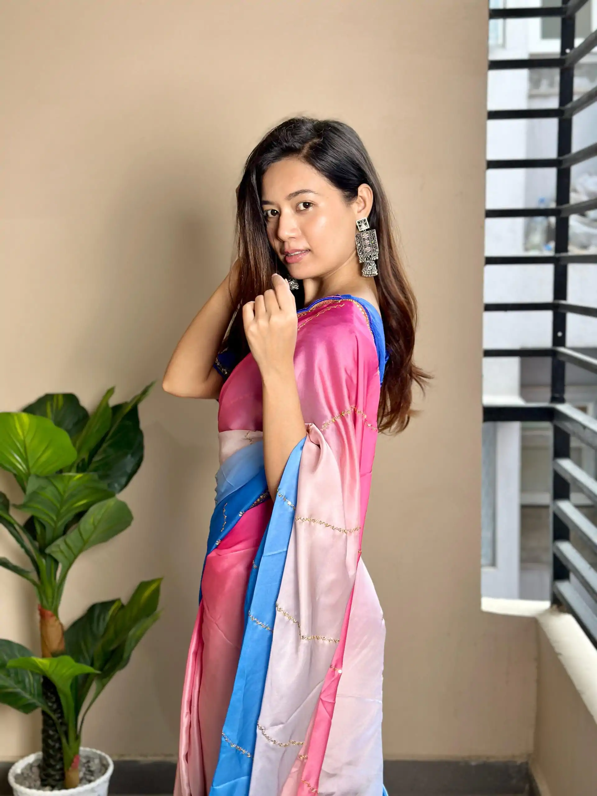 AC Satin Blue Color Soft Georgette Satin With Digital Print Embroidery Work Saree , Wedding, Festive, Events . Expected Delivery  4-6 Working Days @2299/- | Designer Sarees, Embroidered Sarees, Sarees, Bollywood Sarees, Creative Sarees, Ethnic Saree, Modern Digital sarees, Party Wear Sarees