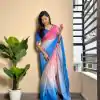 AC Satin Blue Color Soft Georgette Satin With Digital Print Embroidery Work Saree , Wedding, Festive, Events . Expected Delivery  4-6 Working Days @2299/- | Designer Sarees, Embroidered Sarees, Sarees, Bollywood Sarees, Creative Sarees, Ethnic Saree, Modern Digital sarees, Party Wear Sarees